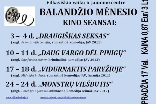 Balandžio mėnesio kino seansai