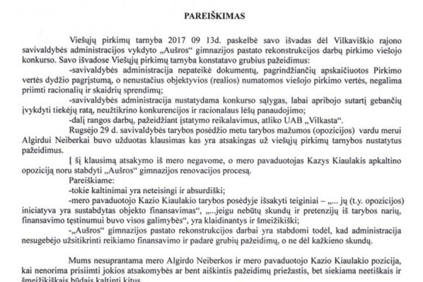 Opozicija primygtinai prašo Savivaldybės vadovų pasiaiškinti dėl viešųjų pirkimų pažeidimų