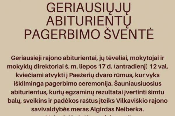 Geriausiųjų abiturientų pagerbimo šventė